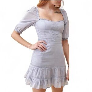 Reformation Paxton Mini dress Mineral Blue periwinkle 2 organic cotton